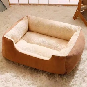 Various Customizations Manufacturer Low Price Trend Color Square Washable Soft Nest Kennel <b>Plush</b> Pet Bed For <b>Cats</b> Dogs - Product Image 3