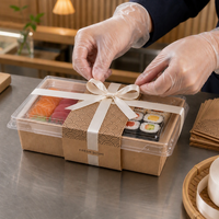 Kraftpapier-Lebensmittelbehälter mit PET-Deckel Einweg-Lunchbox Takeaway-Sushi-Tablett Salatschüssel PE-Beschichtung Auslaufsicher OEM