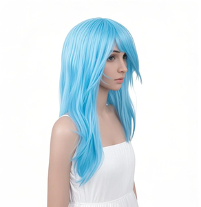 วิกผมยาวสีน้ำเงินสำหรับงานปาร์ตี้ แฟชั่นขายดี ผมสังเคราะห์แบบลอนเซ็กซี่สำหรับผู้หญิง ขายส่งจากโรงงานโดยตรง ทนความร้อน - Product Image 2
