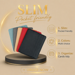 Dompet Kartu Kredit PU Tipis untuk Bisnis Sehari-hari 4 Slot Warna Solid Kulit Tempat Kartu Bank Logo Kustom Hadiah Promosi - Product Image 5