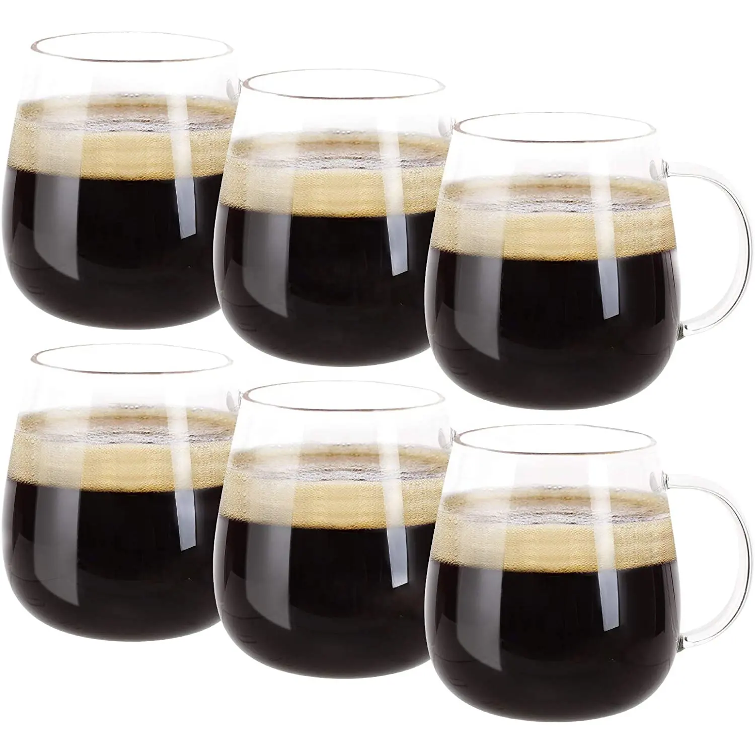 Hot Chocolate Mocha, Cappuccino, Clear Drinking Cups 16 Ounce Coffee and tea Mugs Lightweight Borosilicate Glass Cups