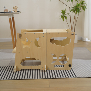 Tabouret de cuisine pliable pour tout-petits avec tableau noir, barrière de sécurité et tour d'apprentissage pour enfants de 1 à 3 ans - Product Image 3