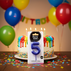 Bougie décorative pour gâteau, numéro 5, bleue, 6 cm, Party Love - Product Image 3