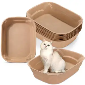 Factory Customization Large Paper Cat Litter Tray Recycled Disposable Paper Pulp Cat Litter Box For Cat