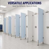 Cloison de salle de bain durable en HPL haute densité avec joint d'étanchéité pour les bords, idéale pour les salles de bain communes