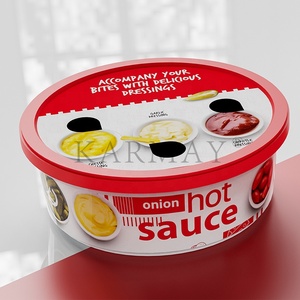 Envase redondo de plástico de 250 g para pasta de salmón en salsa cremosa, caja de almacenamiento de alimentos con tapa, envase IML. - Product Image 6