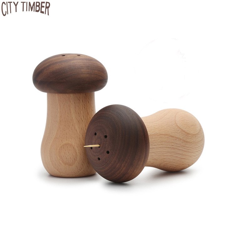 creative cute mushroom shape wooden toothpick container holder storage box dispenser