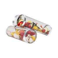 Ensemble de 2 paniers de cuisson roulants en acier inoxydable – Paniers grill cylindriques résistants à la chaleur avec poignée et crochet pour barbecue, outils pratiques