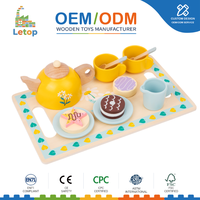 Service à thé en bois pour enfants, jeu de cuisine, aliments d'imitation, fête du thé, plateau de vaisselle éducatif Montessori, coffret cadeau