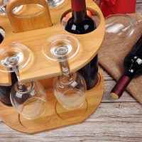 Petit casier à vin de comptoir avec porte-verre étagère à bouteilles porte-vin support de stockage de vin de cuisine en bambou