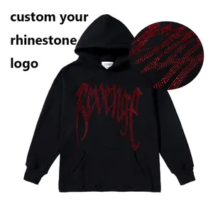 Hoge Kwaliteit Custom Low Moq Zwaargewicht Oversized Strass Hoodie