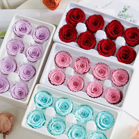 Têtes de roses éternelles de qualité B en gros, 4-5 cm, véritables roses longue durée pour la décoration de mariages et de la Saint-Valentin, OEM