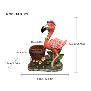 Maceta con Forma de Flamenco, Estatua Decorativa para Jardín, Letrero de Bienvenida, Adorno Único para Césped - Product Image 6