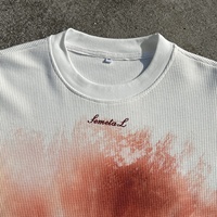 T-shirt court gaufré 100 % coton coupe carrée, T-shirts personnalisés imprimés avec strass, chemises à manches longues oversize de créateur pour hommes