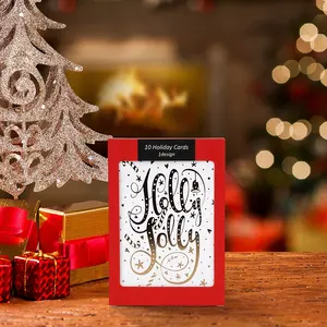 Luxus Goldfolie Box Set Frohe Feiertage Papier gefaltet Frohe Weihnachten Wünsche Grußkarten mit Umschlägen Hersteller