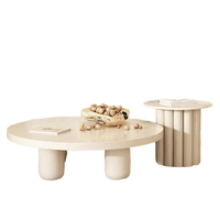 Ensemble table basse moderne crème blanche ondulée en forme de nuage maison bureau ferme tissé bois marbre fibre de verre hôtel salon pour MDF