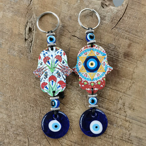 Portachiavi con Ciondolo Occhio Turco e Mano di Fatima in Lega di Zinco - Decorazione per Borsa/Auto/Casa - Product Image 3