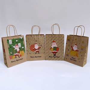 Bolsas de Regalo Pequeñas de Papel Kraft Marrón con Estampado de Papá Noel, Reciclables, para Fiestas, Disponibles en Stock - Product Image 4