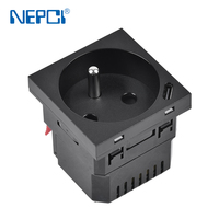 Enchufe Estándar Francés de 45*45 mm, 250V 16A, Enchufe de Alimentación sin Tornillos con Función de Carga USB y Tipo-C de 15W