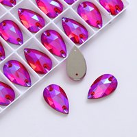Strass en verre K9 AB de haute qualité en forme de goutte, pierres précieuses en diamant, strass en vrac pour la couture et la décoration de vêtements