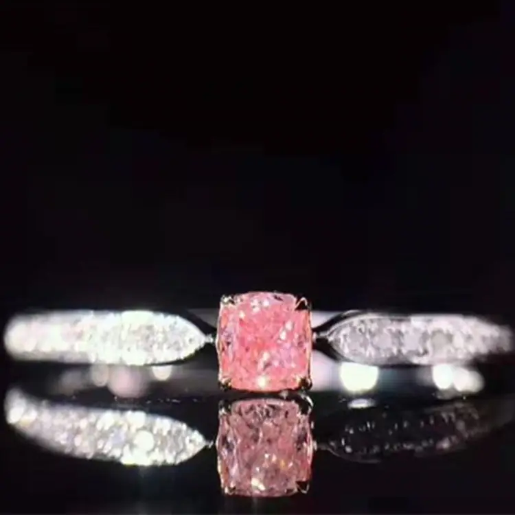 SGARIT Großhandel High-End Diamant Schmuck Kissens chliff Geschenk Dubai 18 Karat Gold natürlichen rosa Diamantring für Frauen