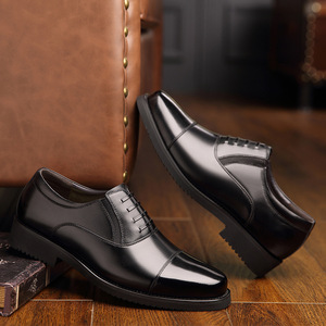 Men's Leather <b>Height</b> <b>Increasing</b> Shoes Round Toe One Kick Closure Formal Wear - Product Image 3