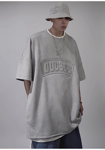 T-shirt da <span class=keywords><strong>uomo</strong></span> in pelle scamosciata larga oversize con stampa da <span class=keywords><strong>uomo</strong></span> con stampa per <span class=keywords><strong>uomo</strong></span> - Product Image 5