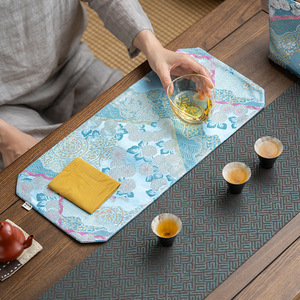 Guanlan Brocade Tea Mat Waterproof Chinese Style Zen Dry Brewing Fabric Table <b>Runner</b> Small Size Home Decor - Product Image 2