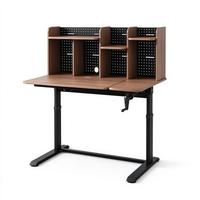 Bureau debout réglable avec étagères de rangement inclinables en acier et MDF pour le bureau à domicile et l'étude