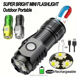 Mini linterna LED magnética, linterna táctica superbrillante recargable por USB con clip, resistente al agua para emergencias en campamentos - Product Image 5