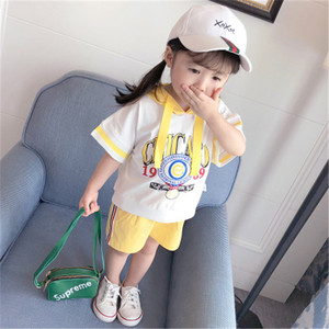 Wholesale Clothes Children Print Sets Bangladesh T-Shirts and Blank Jogger <b>Pants</b> for Girls on Summer - Product Image 4
