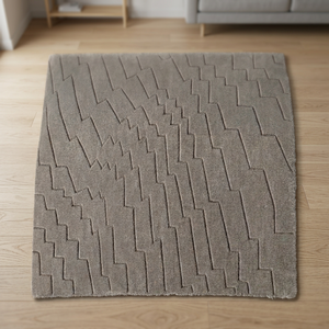 Tapis de sol moderne en polypropylène Aubusson géométrique neutre, fabriqué à la machine, antidérapant et résistant aux taches pour salon et chambre à coucher - Product Image 3
