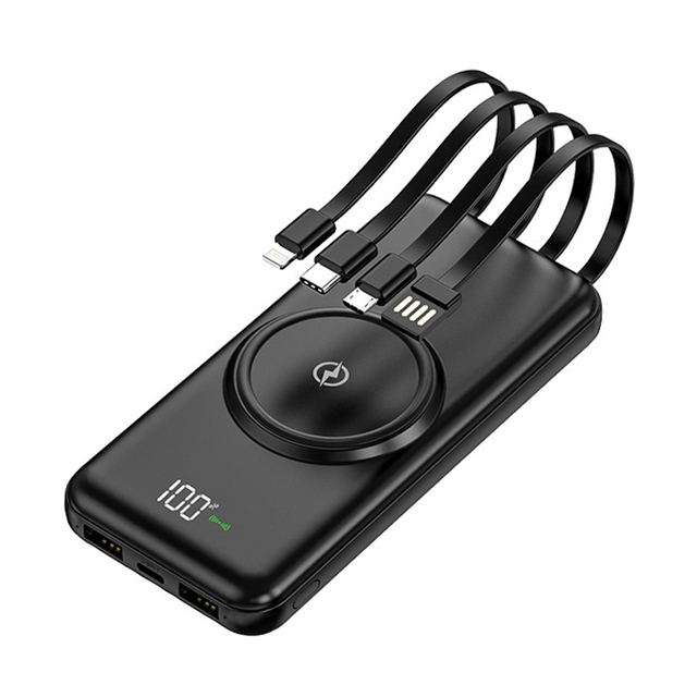 Wireless Power Bank 10000/20000mah With Charging Cables Powerbank Portable Charger Batterie Externe Cargador Portatil