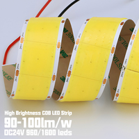 Bande LED COB multi-rangs ultra-lumineuse 15MM/30MM de large 960/1600 LED/M 24V IRC 90 PCB Dimmable Haute Efficacité pour Usage Commercial