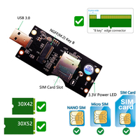 Carte d'extension adaptateur NGFF M.2 Key B vers USB 3.0 avec emplacement pour carte SIM 8 broches pour module WWAN/LTE 3G/4G/5G, compatible SSD M.2 3042/3052