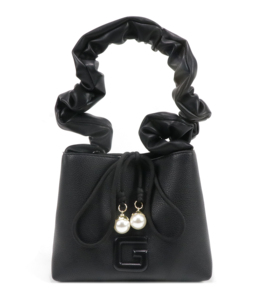 Fashion Women Bucket Handbag PU Leather Mini Top Handle <b>Bag</b> Drawstring Shoulder Purse With Pearl Decoration - Product Image 1