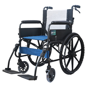 Hubang HBG1 Manual Folding Wheelchair Aluminum Alloy Lightweight Portable <b>Mobility</b> <b>Chair</b> for Elderly Disabled Blue Gray Seat - Product Image 1