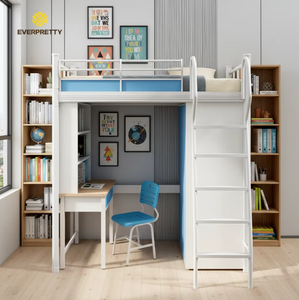 Lit simple en métal moderne pour dortoir scolaire avec table et chaise intégrées, idéal pour hôtel, <span class=keywords><strong>appartement</strong></span>, chambre d'étudiant ou de personnel - Product Image 2