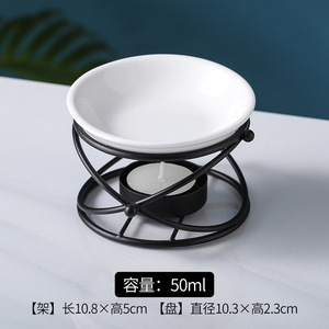 Brûleur à Huile Métallique Noir et Or, <span class=keywords><strong>Chauffe</strong></span>-Cire Romantique en Céramique avec Support pour <span class=keywords><strong>Bougie</strong></span> <span class=keywords><strong>Chauffe</strong></span>-<span class=keywords><strong>Plat</strong></span> et Plateau Blanc – Meilleures Ventes - Product Image 6