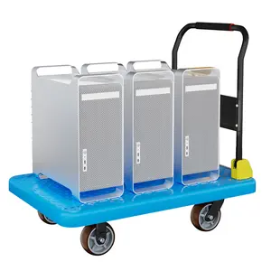90*60cm Easy Storage Blue Plastic Nylon Foldable 900lb Weight Capacity Push Cart Dolly Moving Platform Hand Truck