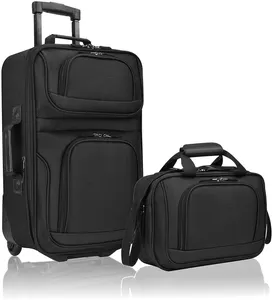 Set personalizzato di borse da viaggio nere di alta qualità set di trolley valigie valigie borse da viaggio