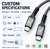 Câble USB-C vers C ULT-unite OEM 240 Watt 4K 144Hz 80 Gbps tressé à charge rapide pour transfert de données