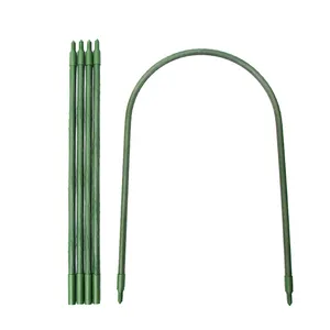 Suporte de plantas com parafuso, varas verdes revestidas de plástico, uso externo, para jardim