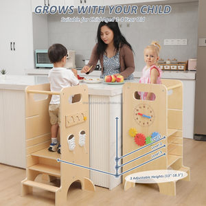 Enfant en bas âge enfant aide pliable Double Montessori convertible enfant en bas âge vêtements pour femmes <span class=keywords><strong>tour</strong></span> d'apprentissage pour comptoir de <span class=keywords><strong>cuisine</strong></span> avec toboggan - Product Image 2