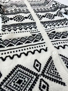 Fashionable Geometric Motif <b>Long</b>-Length Knit <b>Cardigan</b> Dress vintage Style - Product Image 3