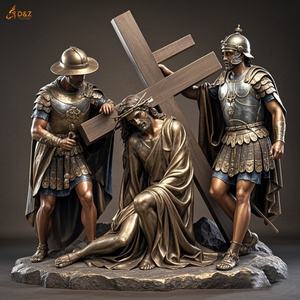 รูปปั้นประดับทองเหลืองคาทอลิกที่มีชื่อเสียงของคริสเตียน14สถานีสถานีที่สาม: รูปปั้นทองสัมฤทธิ์รูปพระเยซูตกครั้งแรก - Product Image 2