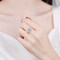 Bague en argent sterling S925 à quatre griffes, émeraude taille radiant en forme de cube de sucre, moissanite 2 carats, bague de mariage, bague diamant moissanite