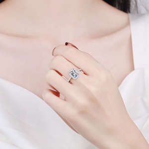 S925 Sterling <strong>Silver</strong> <strong>Ring</strong> Four-claw Sugar Cube <strong>Emerald</strong> Radiant Cut 2CT Moissanite Wedding <strong>Ring</strong> Moissanite Diamond <strong>Ring</strong> - Product Image 6