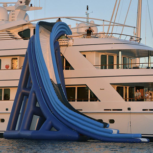 <b>Inflatable</b> PVC <b>Water</b> <b>Slide</b> Blue White Floating Yacht <b>Slide</b> Outdoor Resort Hotel Use Max 500kg Capacity - Product Image 4