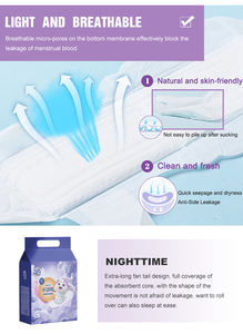 Serviettes hygiéniques <span class=keywords><strong>ultra</strong></span>-fines en coton biologique de 245 mm, super longues, respirantes, protège-slips, haute absorption, jetables - Product Image 5